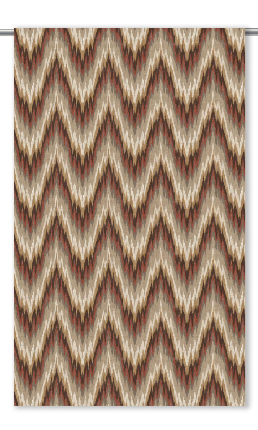 Ikat Chevron Window Curtains (Umber Brown/ Terracotta/ Beige)