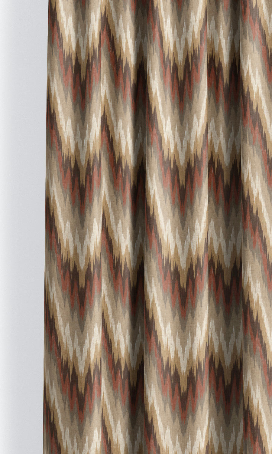Ikat Chevron Window Curtains for Living, Bedroom, Kitchen, Bathroom (Umber Brown/ Terracotta/ Beige)