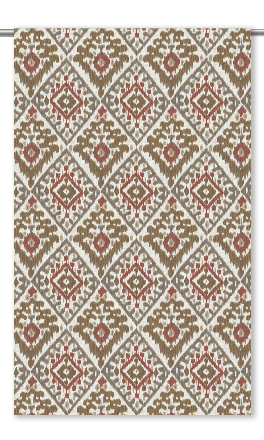 Ikat Argyle Roman Shades (Olive Green/ Rust Red)