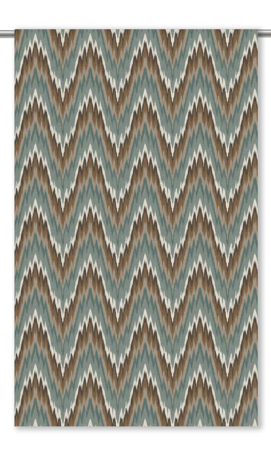 Ikat Chevron Window Curtains (Chocolate Brown/ Stone Blue)