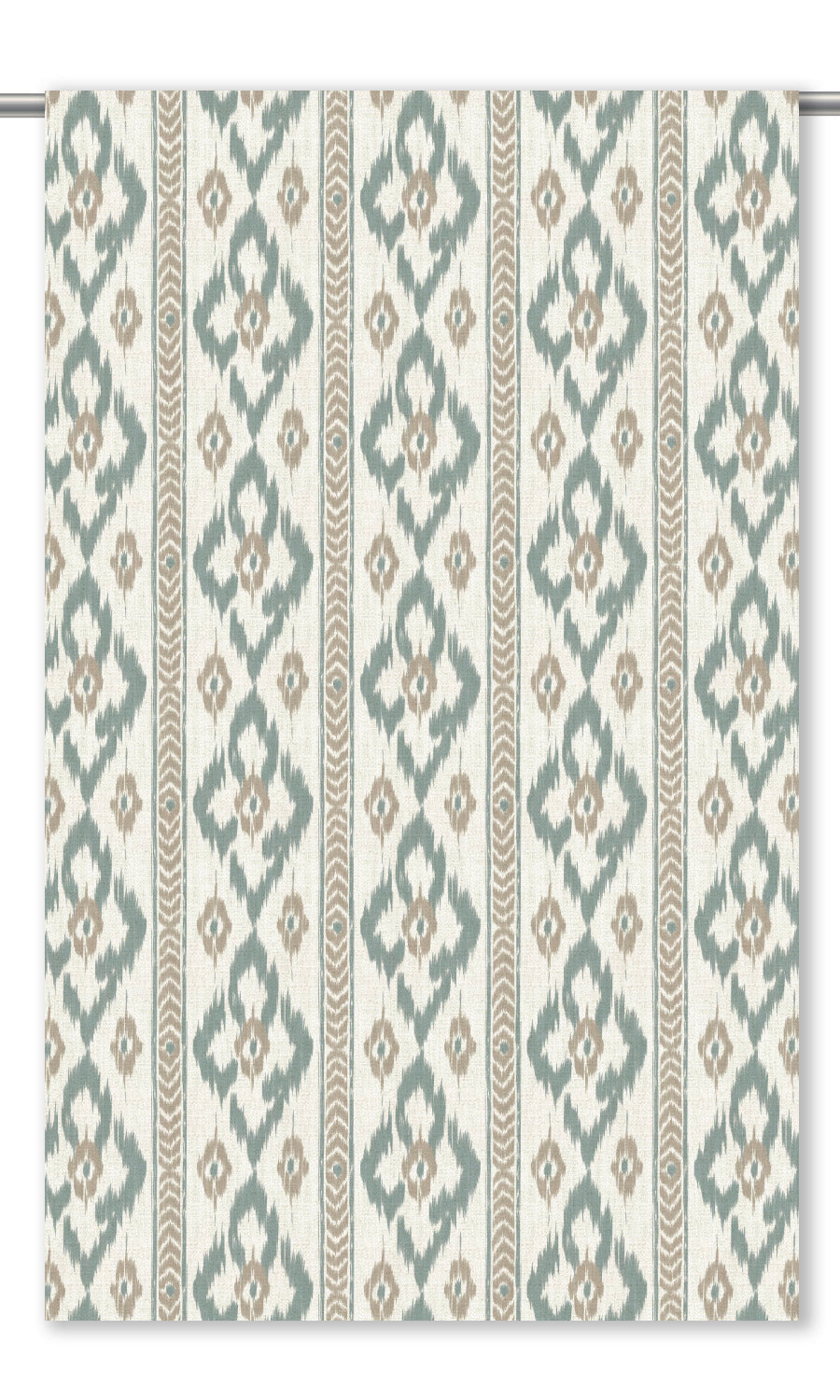 Ikat Geometric Drapery (Taupe Gray/ Stone Blue/ White)