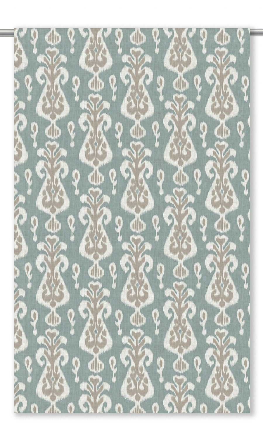 Ikat Floral Window Curtains (Duck Egg Blue/ Beige)