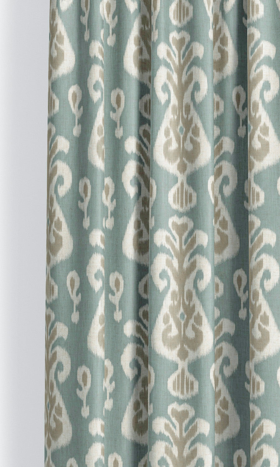 Ikat Floral Window Curtains for Living, Bedroom, Kitchen, Bathroom (Duck Egg Blue/ Beige)