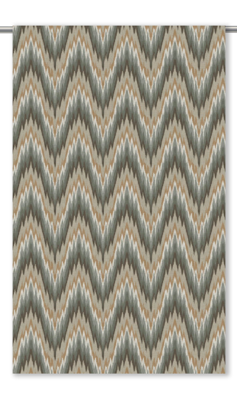 Ikat Chevron Drapery (Beige/ Sage Gray)