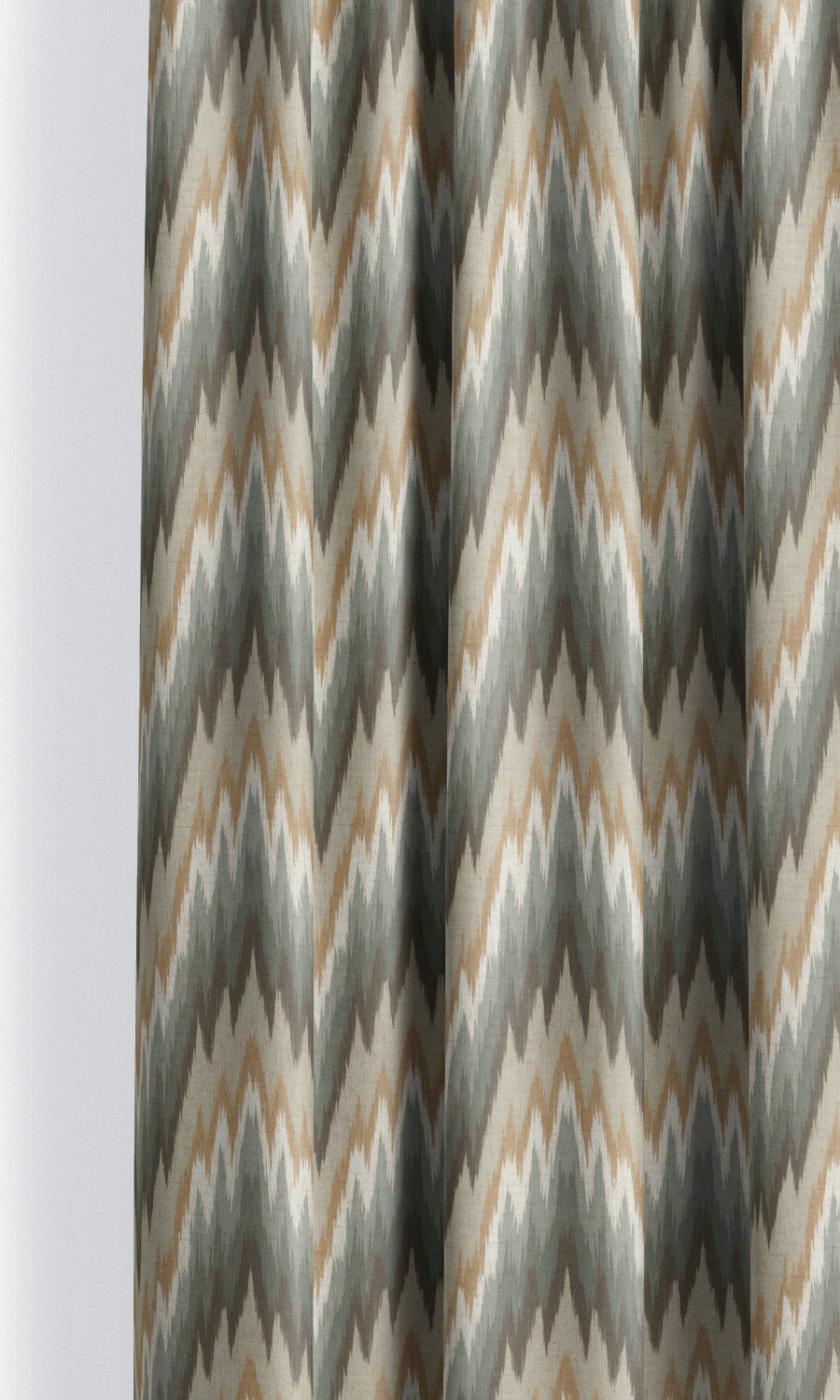 Ikat Chevron Drapery for Living, Bedroom, Kitchen, Bathroom (Beige/ Sage Gray)