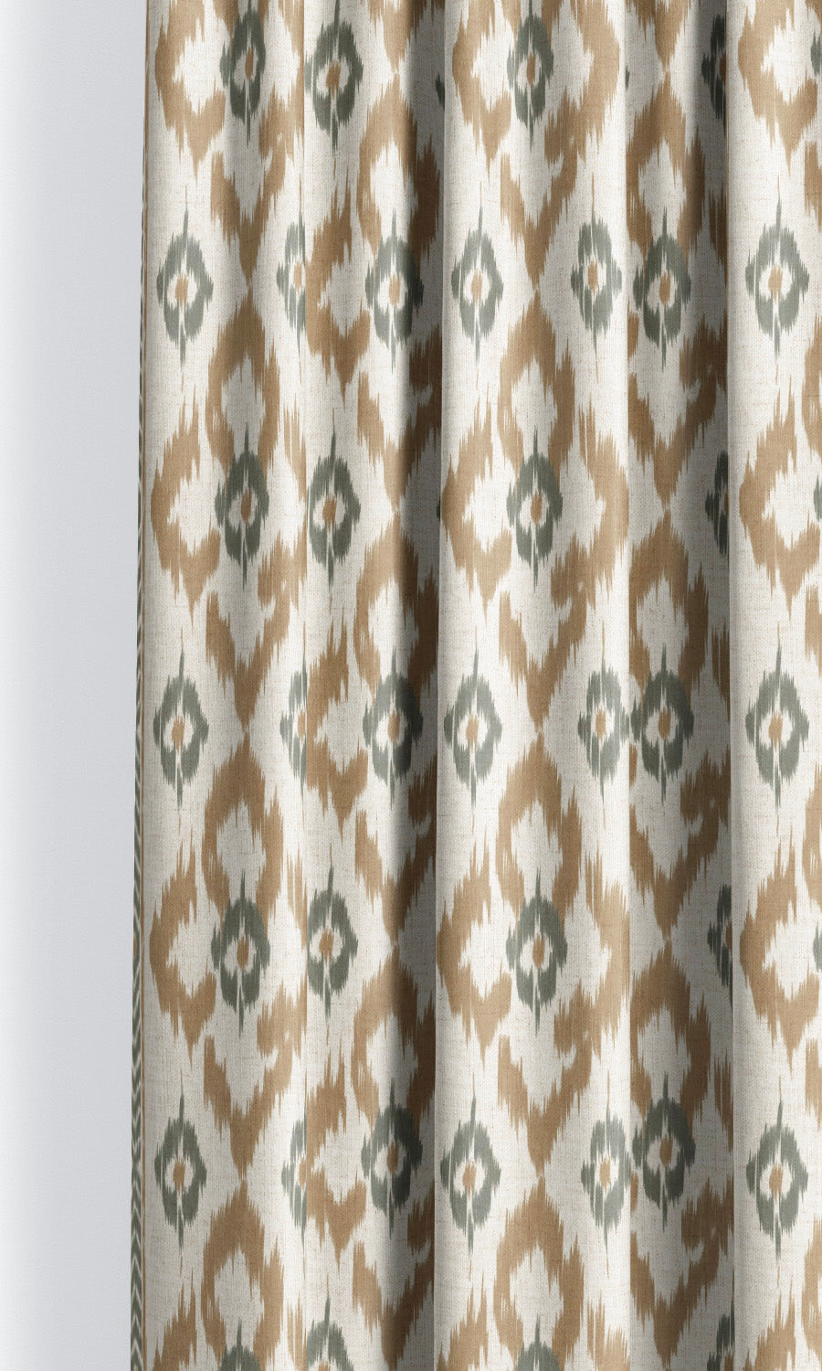 Ikat Geometric Window Shades (Peanut Brown/ Gray-Green) for Living, Bedroom, Kitchen, Bathroom