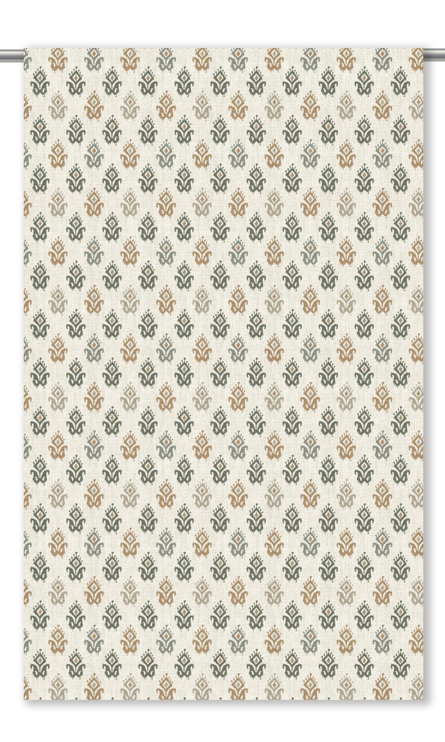 Ikat Paisley Block Print Roman Shades (Cream/ Gray-Green/ Beige) for Living, Bedroom, Kitchen, Bathroom