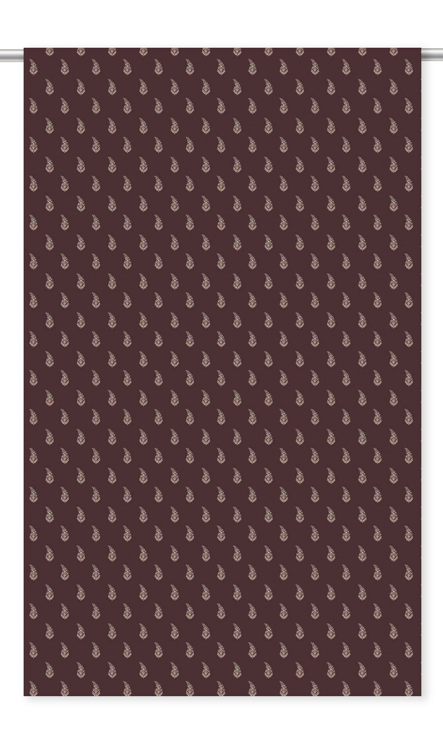Paisley Floral Block Print Velvet Drapes for Living, Bedroom, Kitchen, Bathroom (Burgundy/ Cream)