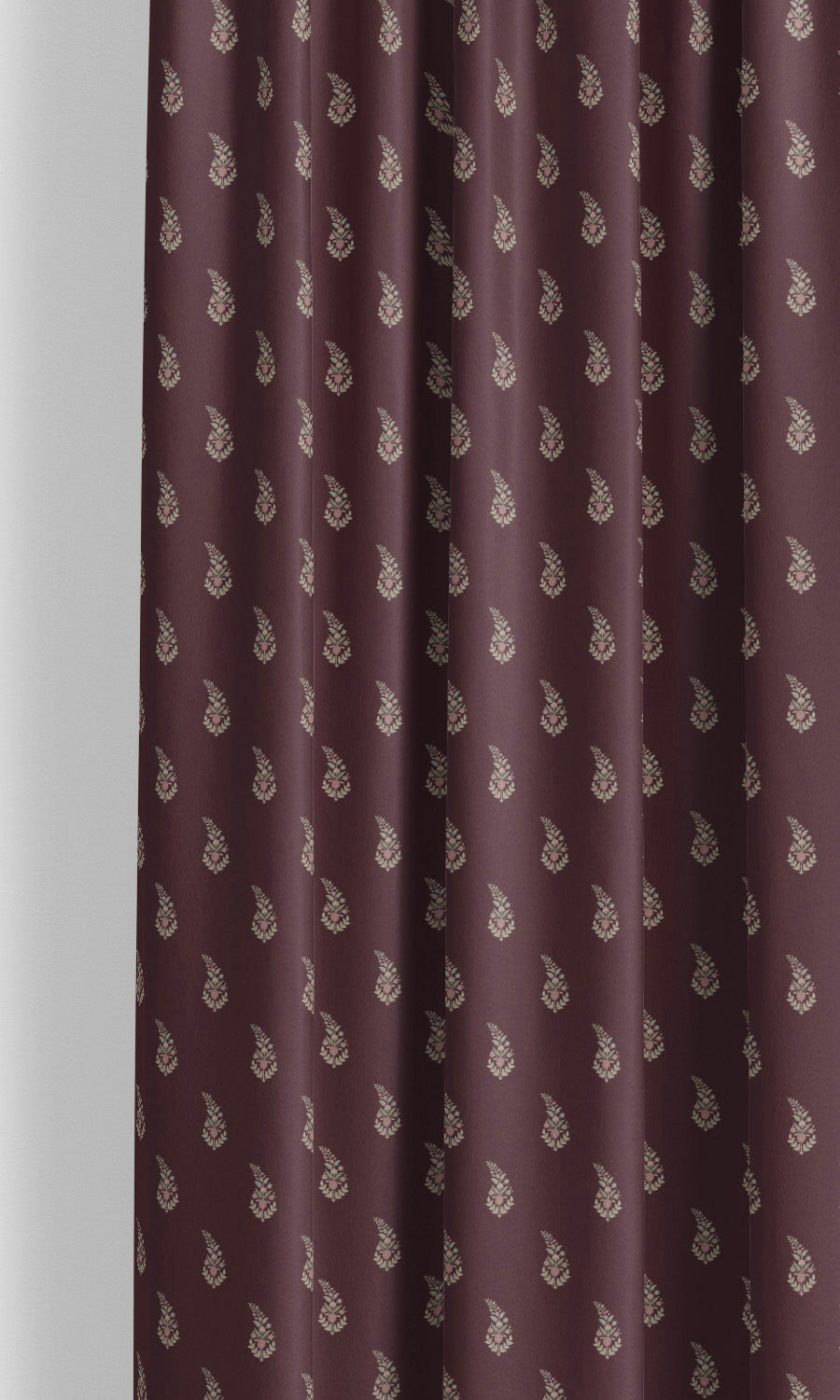 Paisley Floral Block Print Velvet Drapes (Burgundy/ Cream)