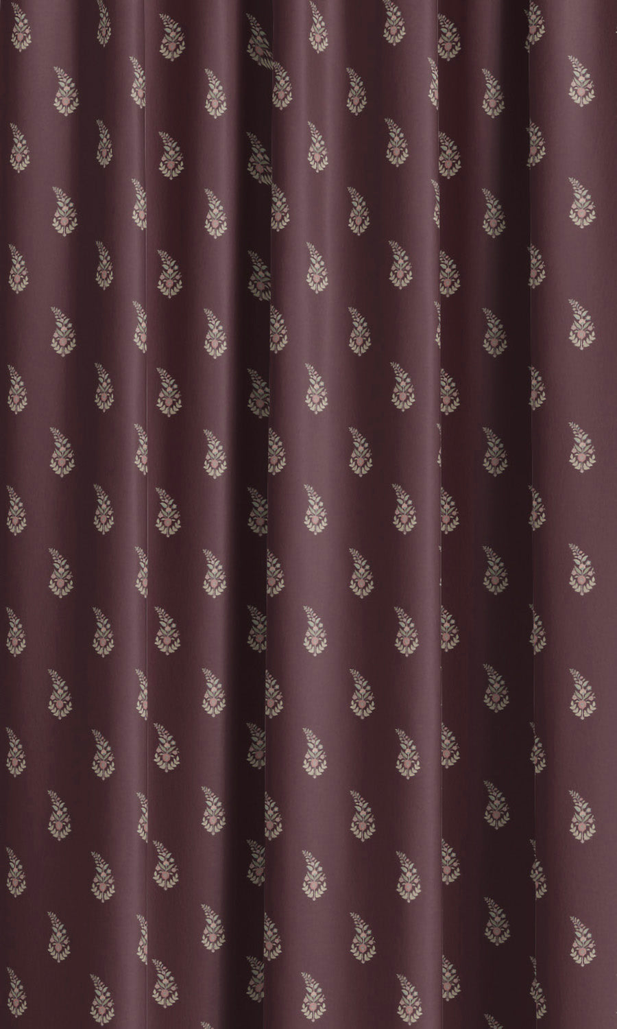 Paisley Floral Block Print Velvet Drapes (Burgundy/ Cream) Extra Long Short Wide