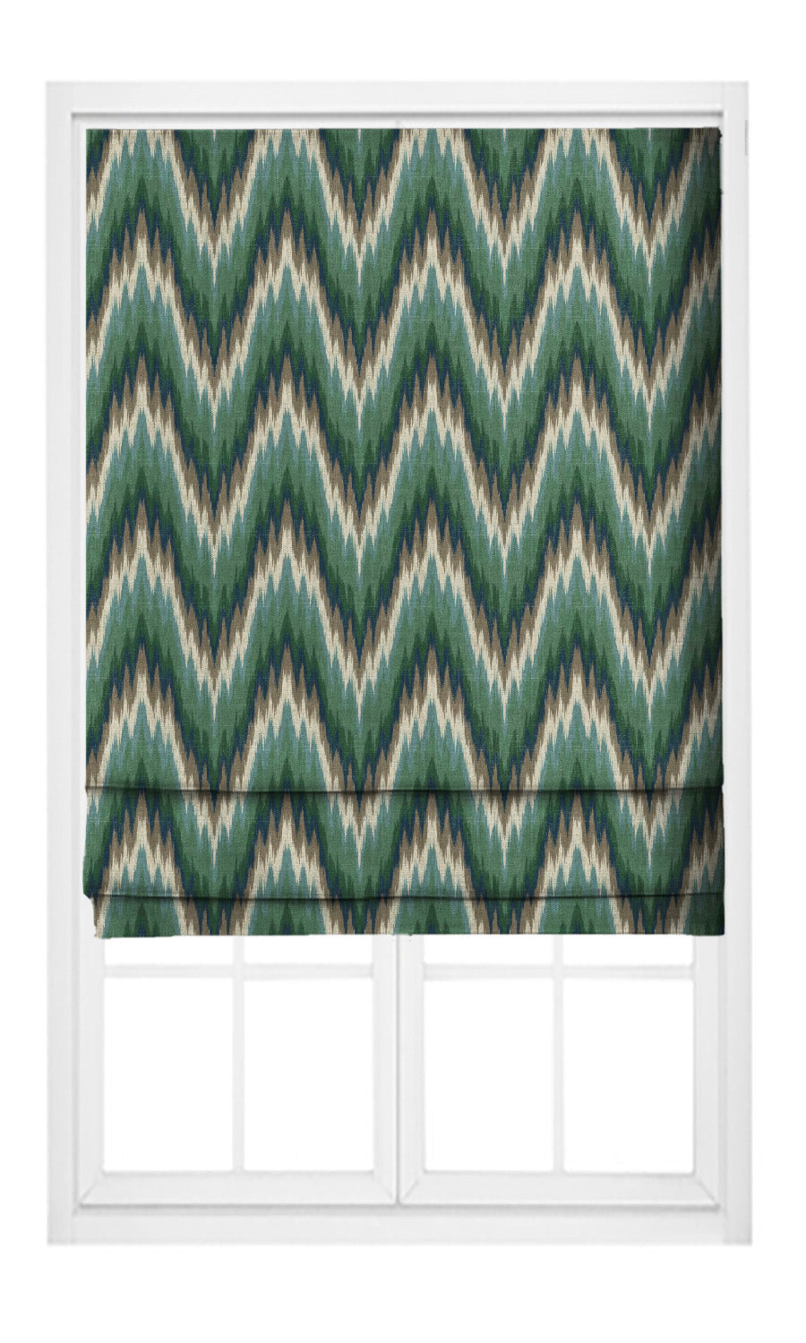 Ikat Chevron Pinch Pleat, Rod Pocket, Eyelet Curtains (Green)