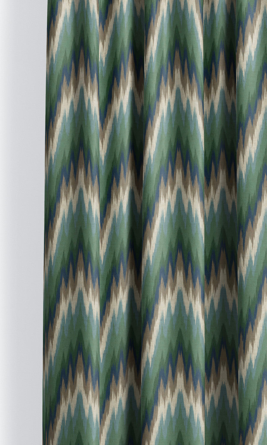 Ikat Chevron Drapes for Living, Bedroom, Kitchen, Bathroom (Green)