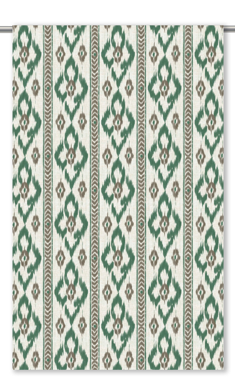 Ikat Geometric Roman Shades (Forest Green/ Brown)