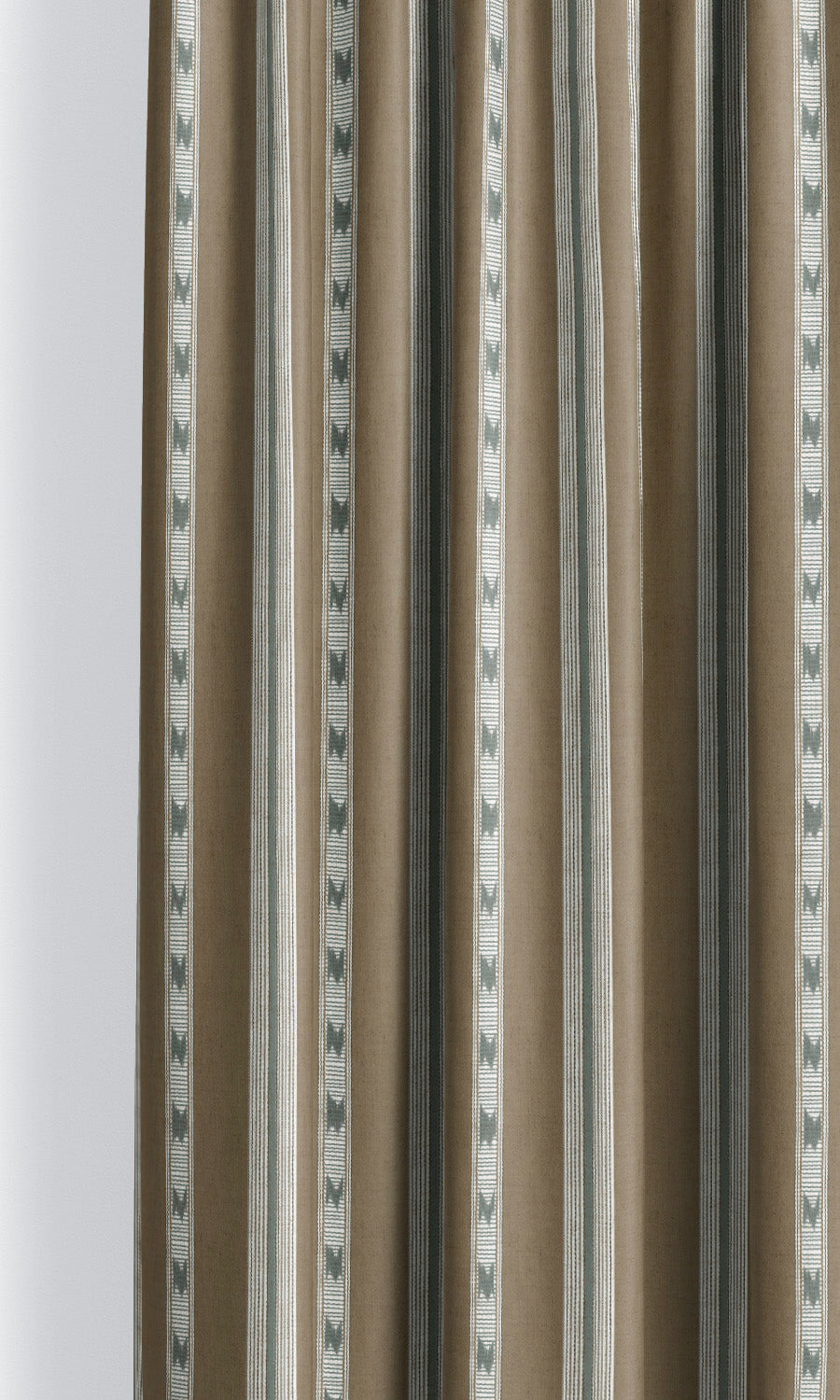 Striped Window Curtains (Cocoa Brown/ White) Extra Long Short Wide
