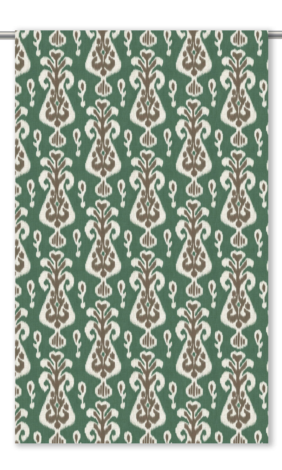 Ikat Floral Curtain Panels (Forest Green/ Brown)