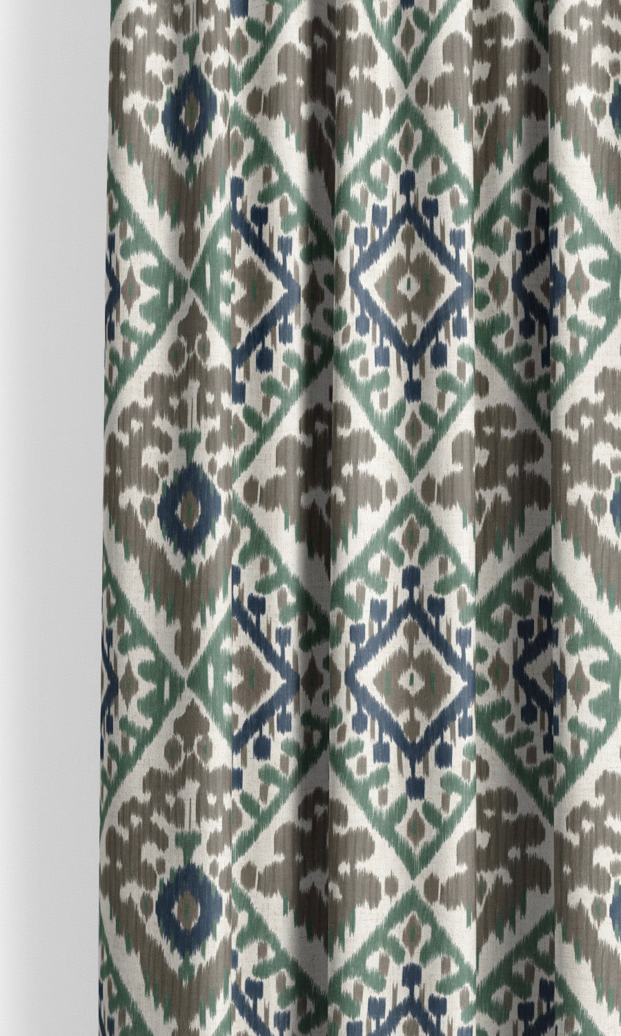 Ikat Argyle Drapes for Living, Bedroom, Kitchen, Bathroom (Forest Green/ Brown/ Navy)
