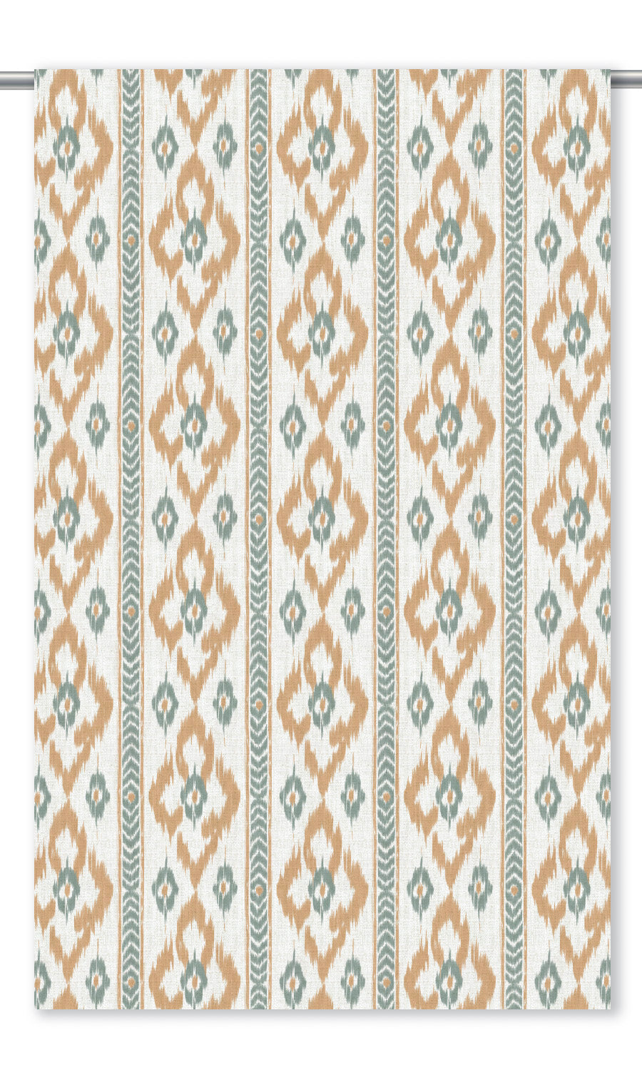 Ikat Geometric Window Curtains (Ochre Yellow/ Sage Gray)