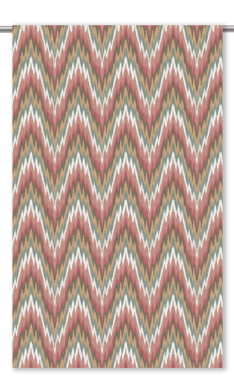Ikat Chevron Window Curtains (Pink/ Tan Yellow/ Gray)