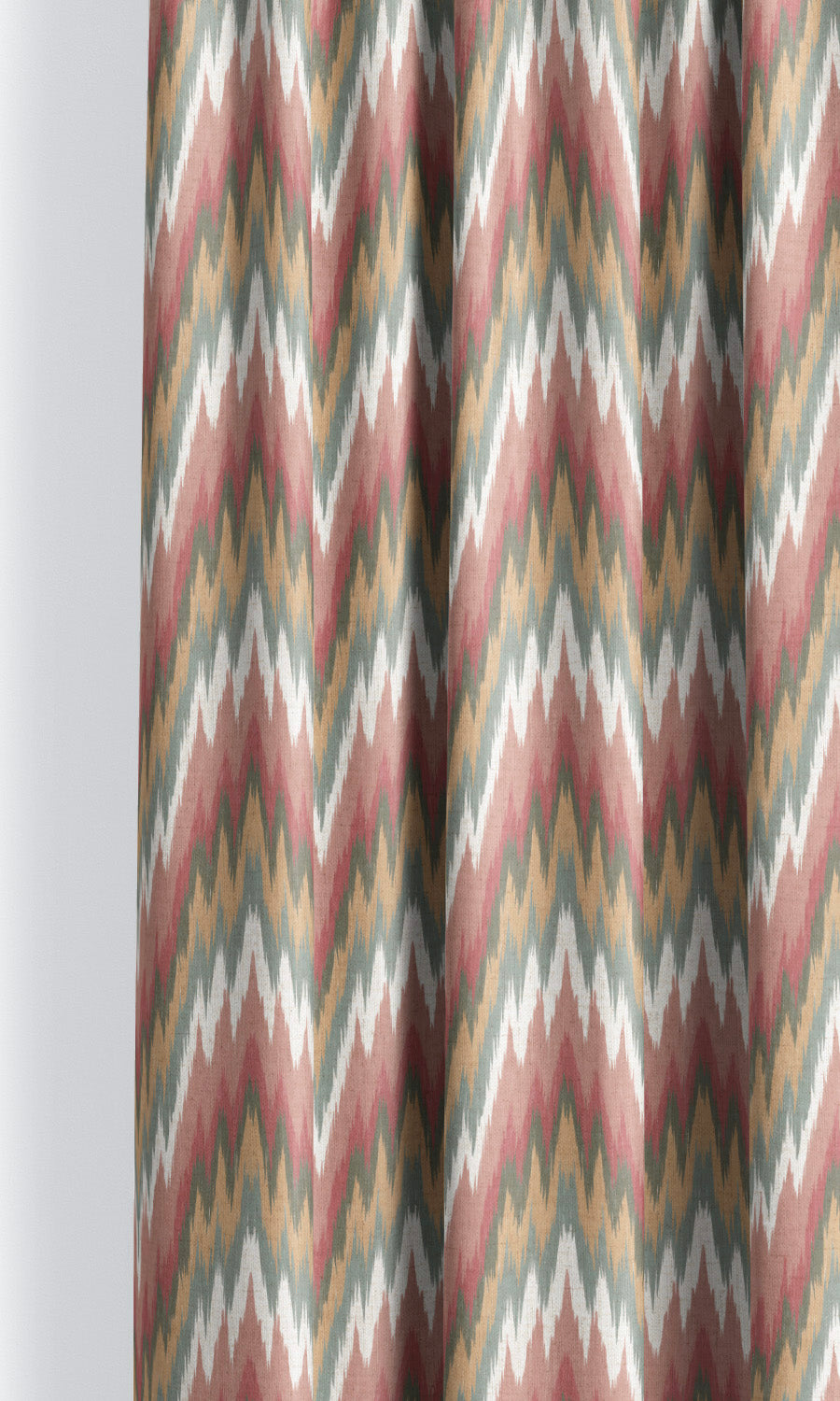 Ikat Chevron Window Curtains for Living, Bedroom, Kitchen, Bathroom (Pink/ Tan Yellow/ Gray)