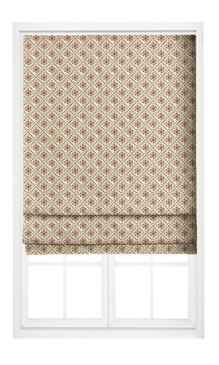 Floral Lattice Print Drapes (Burgundy Red/ White) Extra Long Short Wide