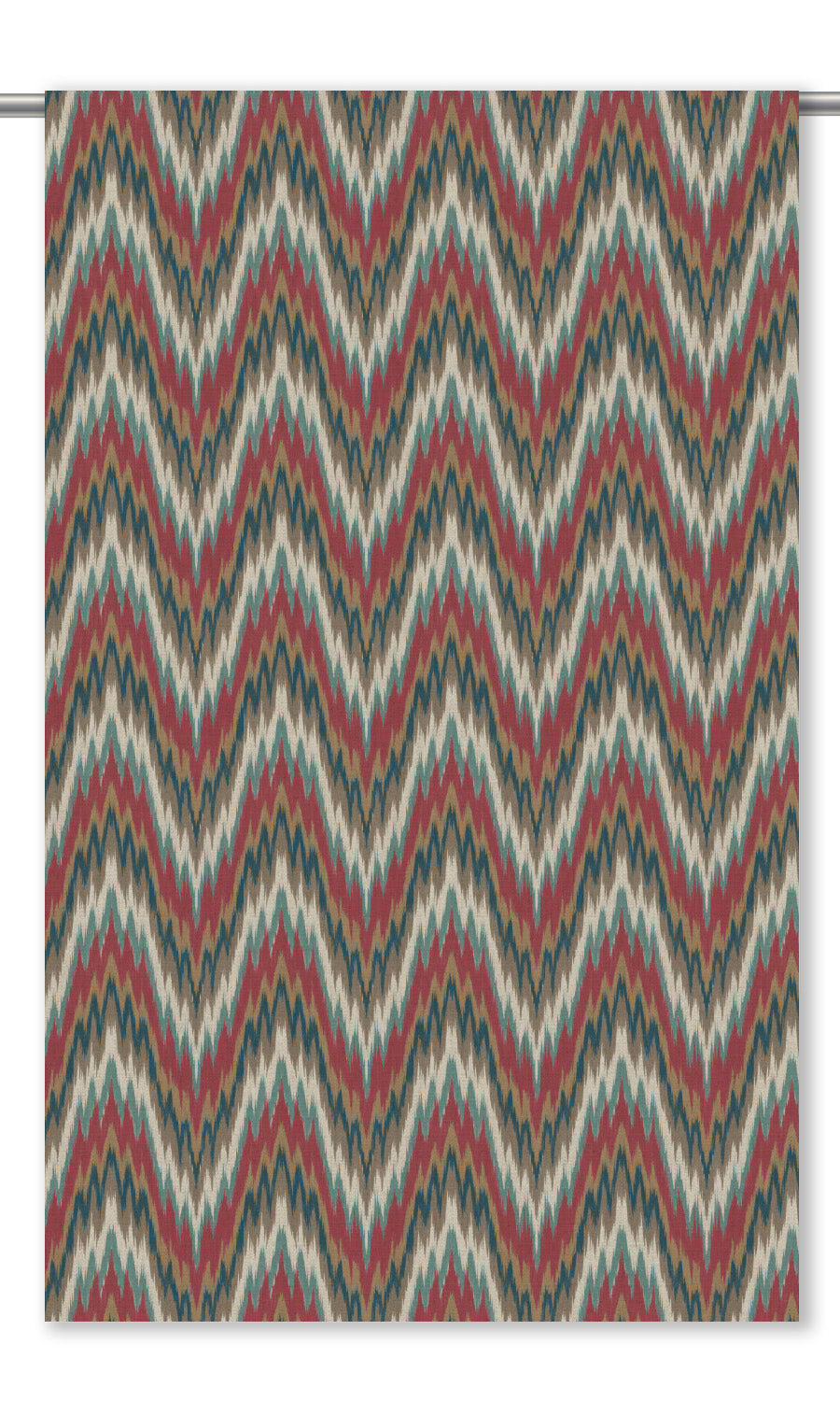 Ikat Chevron Window Curtains (Red/ Blue/ White)