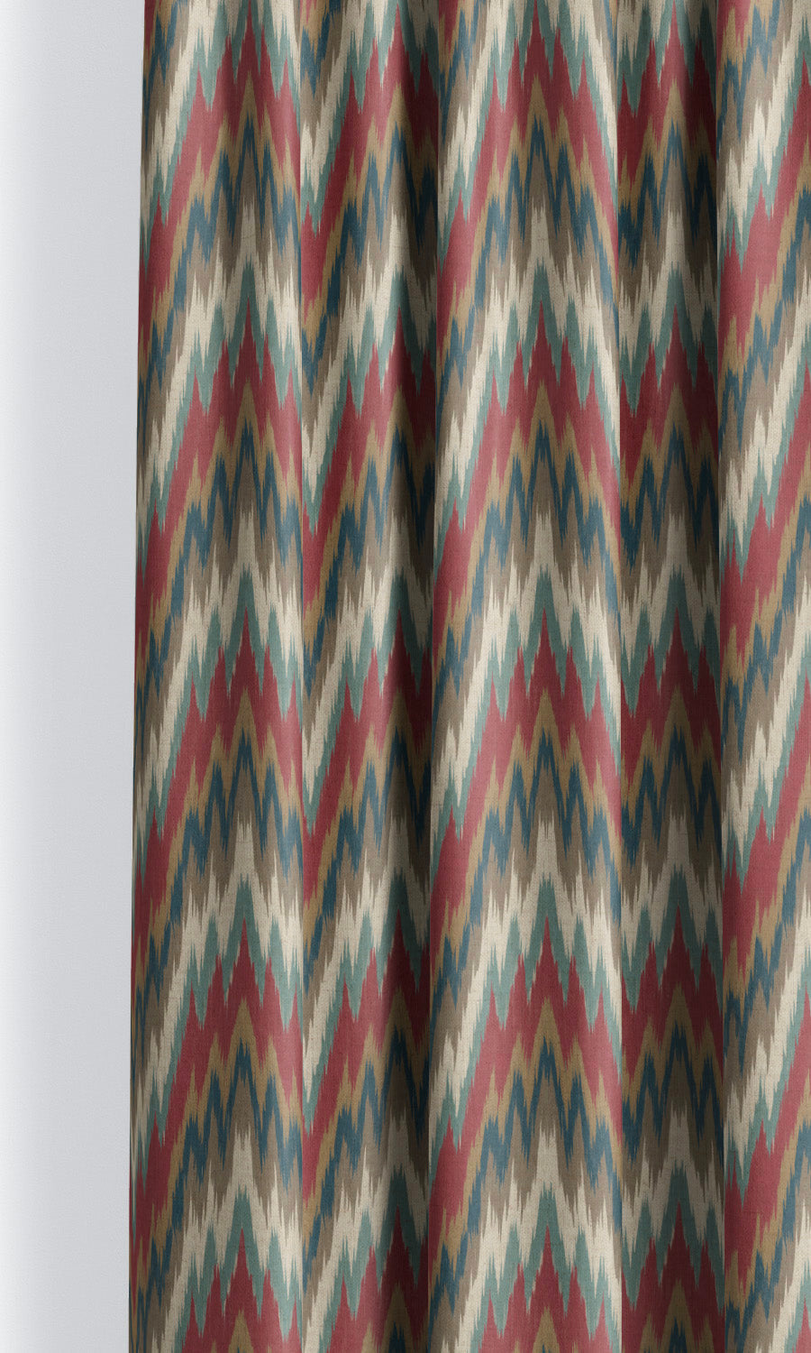 Ikat Chevron Window Curtains for Living, Bedroom, Kitchen, Bathroom (Red/ Blue/ White)