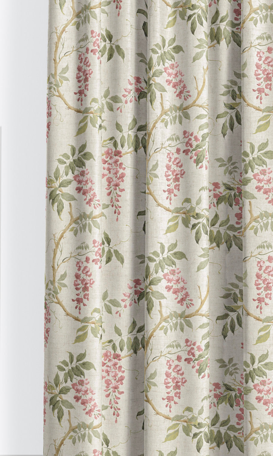Floral Vine Print Window Curtains for Living, Bedroom, Kitchen, Bathroom (Olive Green/ Dusty Pink)