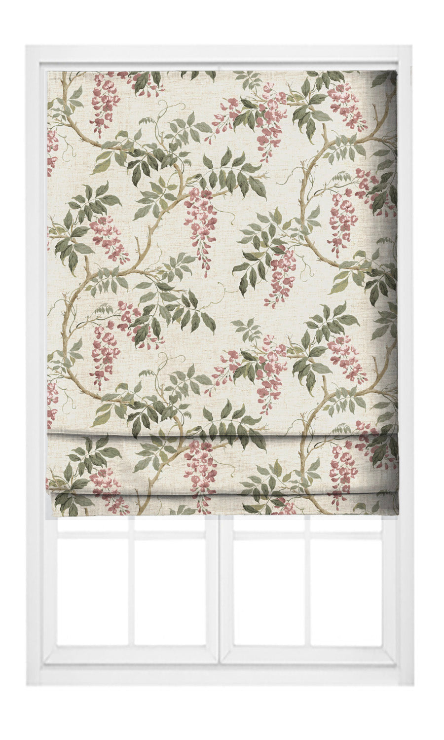Floral Vine Print Pinch Pleat, Rod Pocket, Eyelet Curtains (Olive Green/ Dusty Pink)