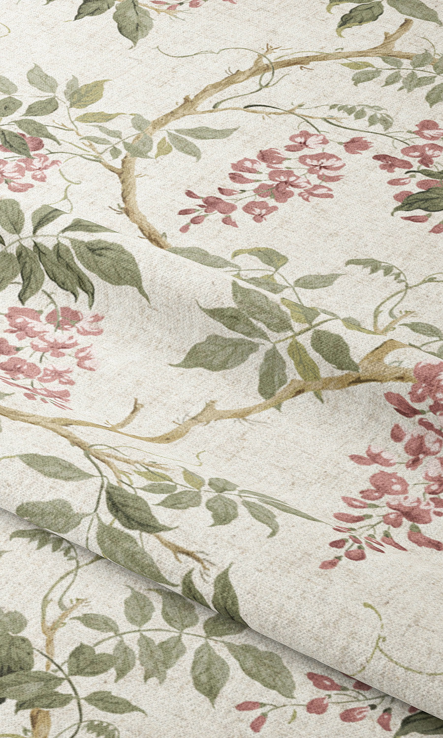 Floral Vine Print Roman Shades (Olive Green/ Dusty Pink) Extra Long Short Wide