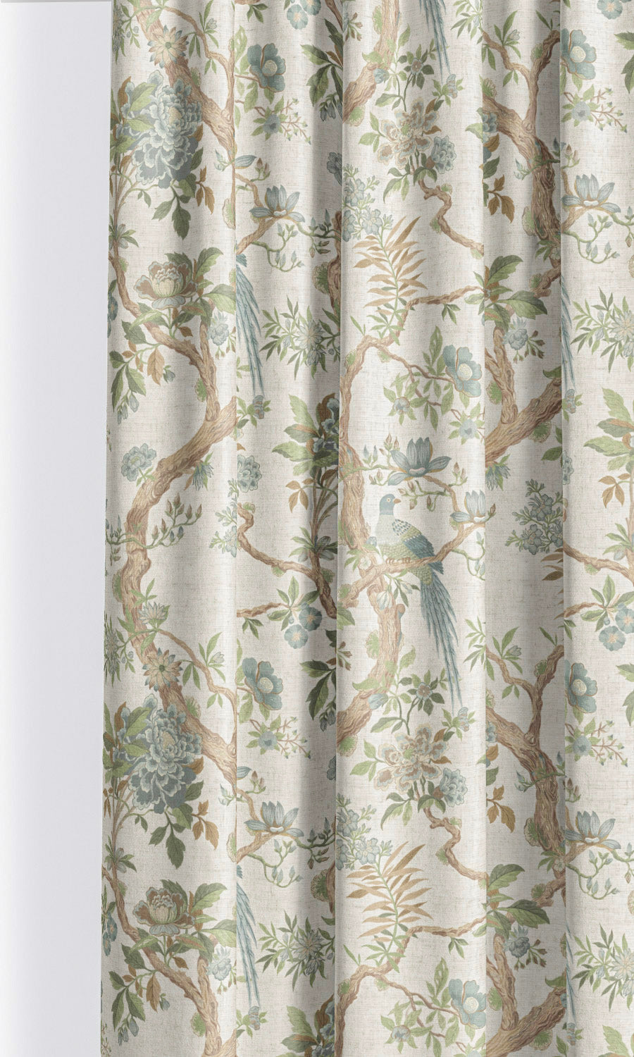 Chinoiserie/ French Floral Window Curtains for Living, Bedroom, Kitchen, Bathroom (Powder Blue/ Soft Green)