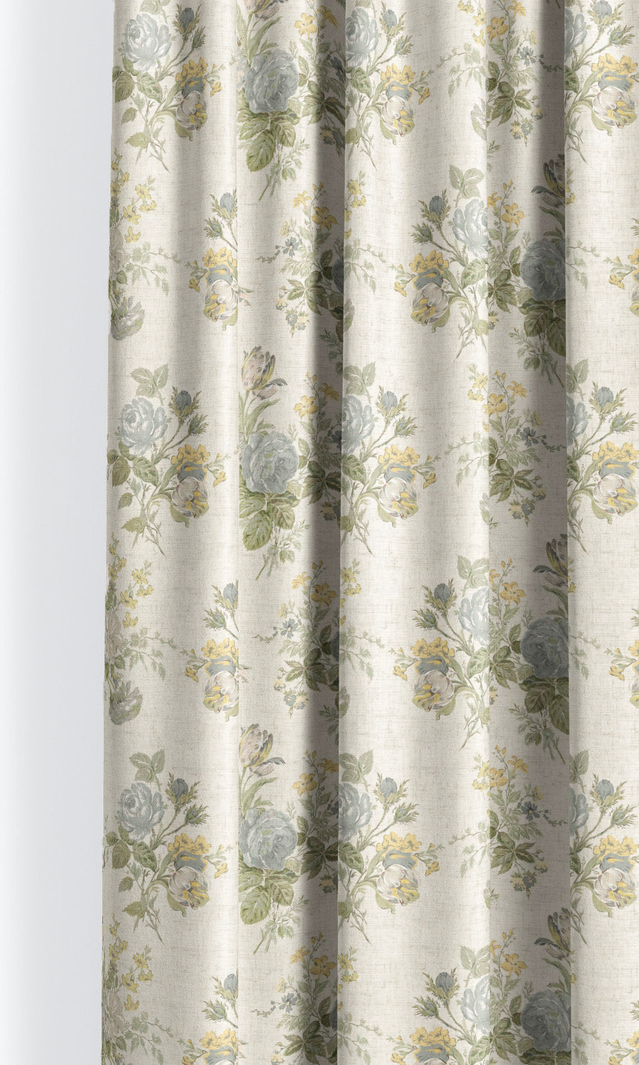 English Country Floral Window Shades (Olive Green/ Stone Blue) for Living, Bedroom, Kitchen, Bathroom