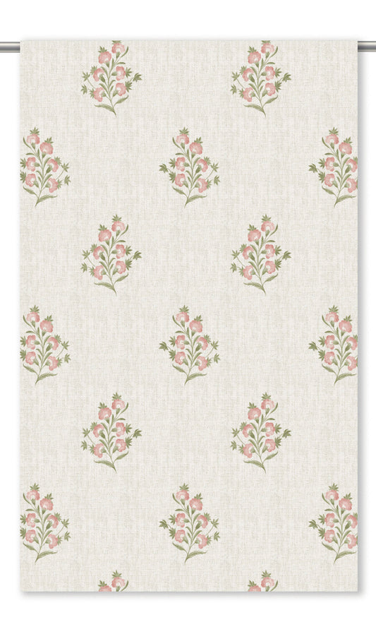 Floral Curtain Panels (Cream/ Soft Pink/ Green)
