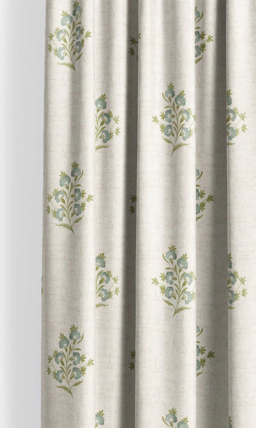 Floral Window Curtains for Living, Bedroom, Kitchen, Bathroom (Cream/ Cadet Blue)
