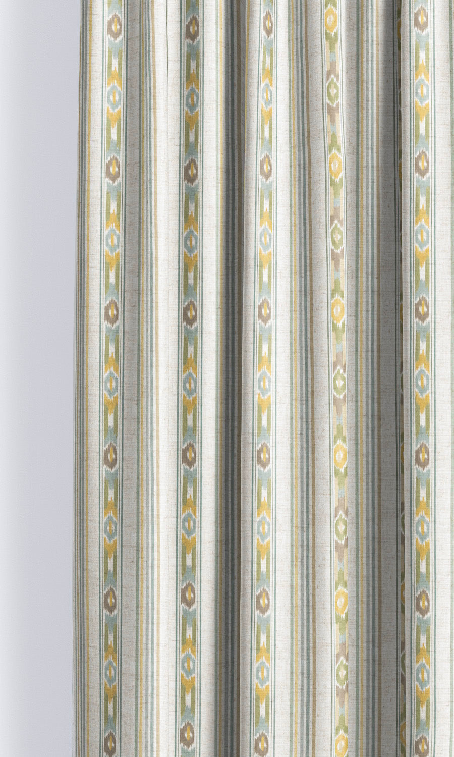 Ikat Striped Curtain Panels for Living, Bedroom, Kitchen, Bathroom (Off-White/ Ochre Yellow/ Blue/ Green)
