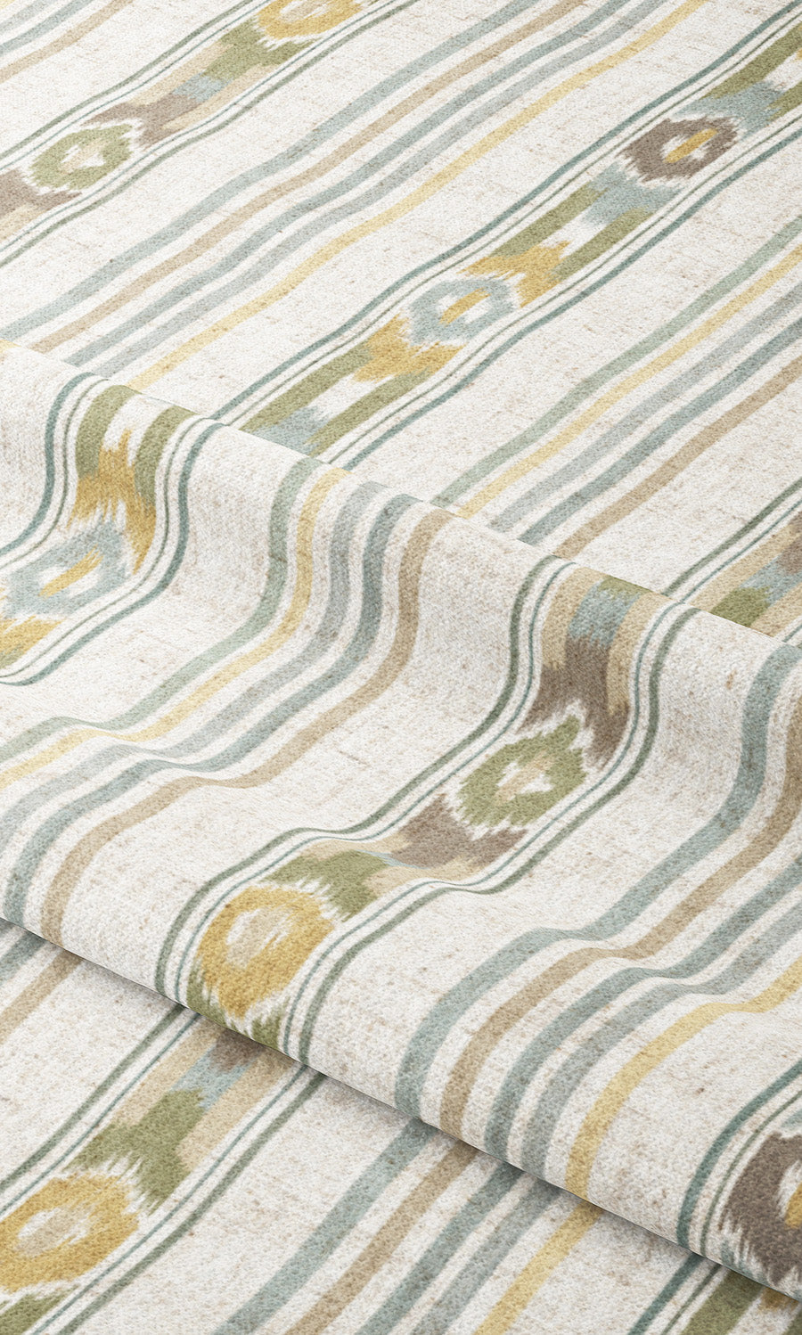 Ikat Striped Curtain Panels (Off-White/ Ochre Yellow/ Blue/ Green) Extra Long Short Wide
