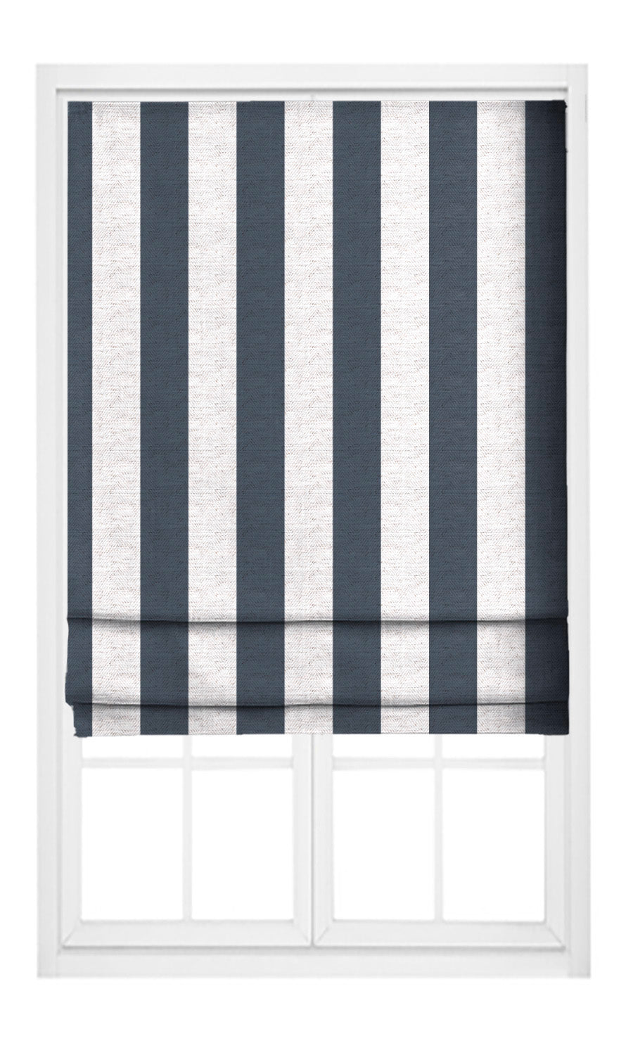 Awning Striped Pinch Pleat, Rod Pocket, Eyelet Curtains (Navy Blue/ White)