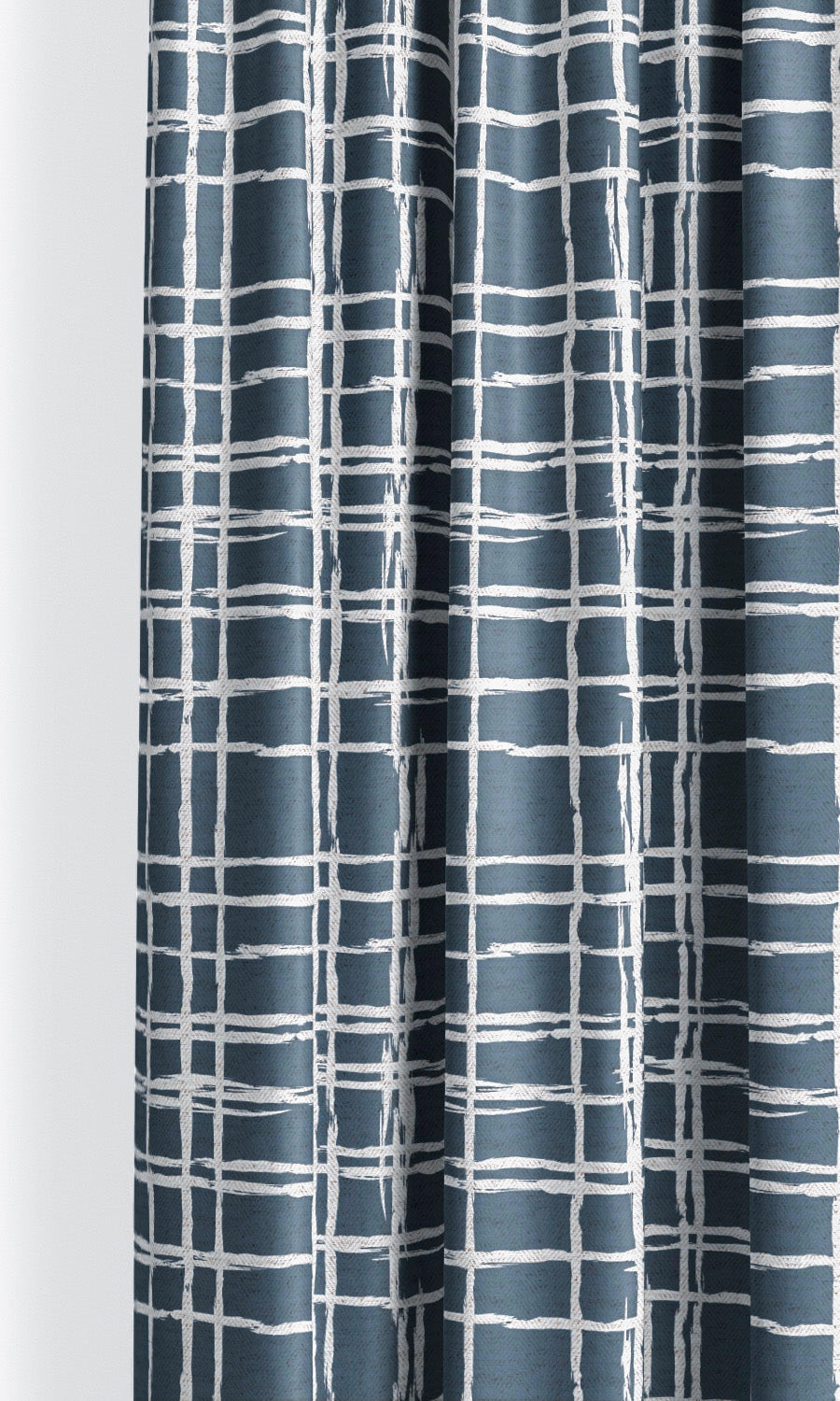 Abstract Grid/ Checkered Print Curtain Panels for Living, Bedroom, Kitchen, Bathroom (Navy Blue/ White)