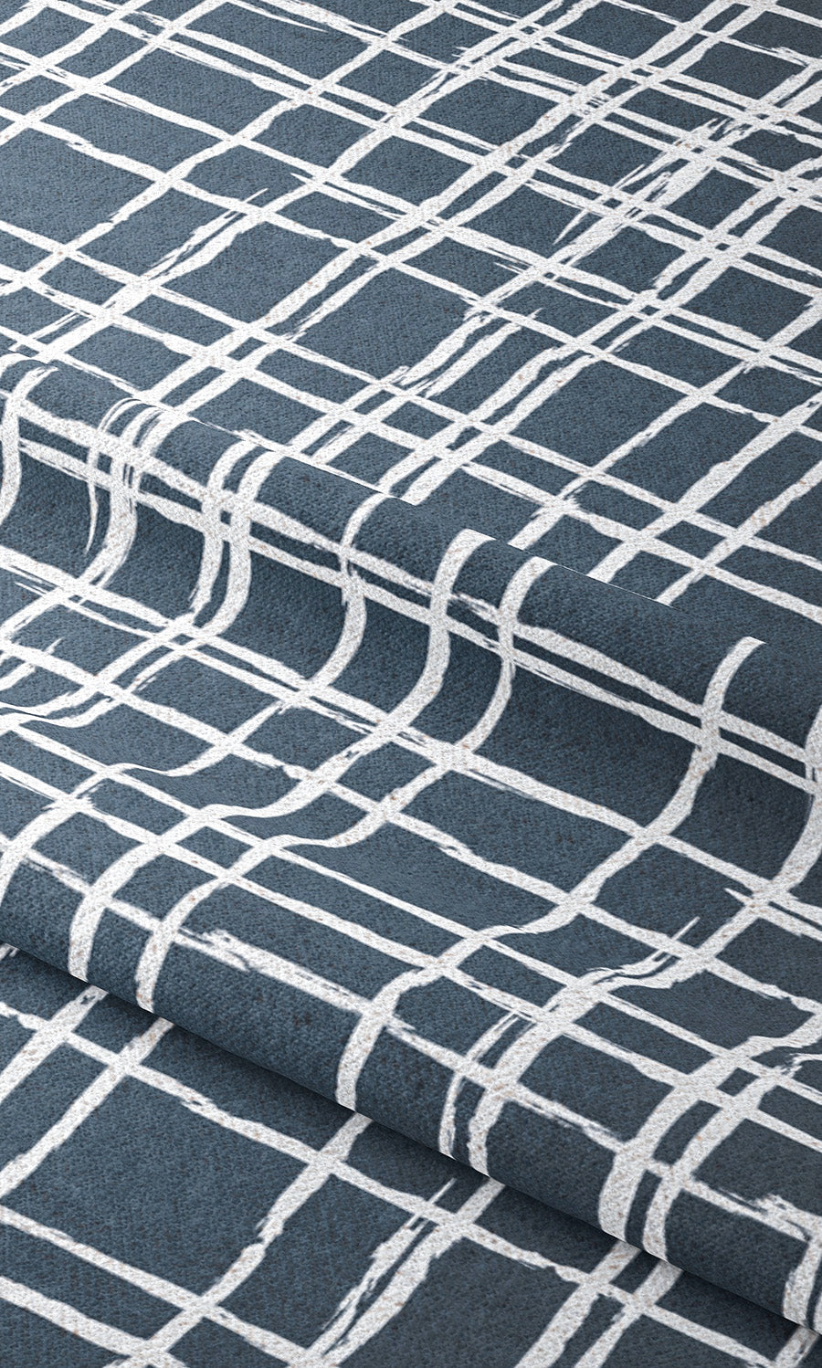 Abstract Grid/ Checkered Print Curtain Panels (Navy Blue/ White) Extra Long Short Wide