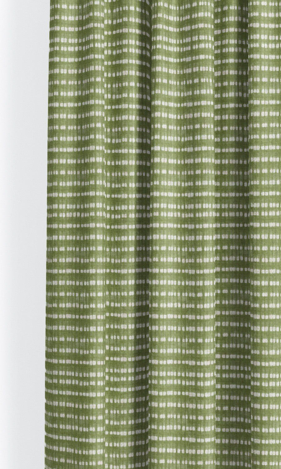 Shibori-Effect Striped Window Curtains (Leaf Green/ White)