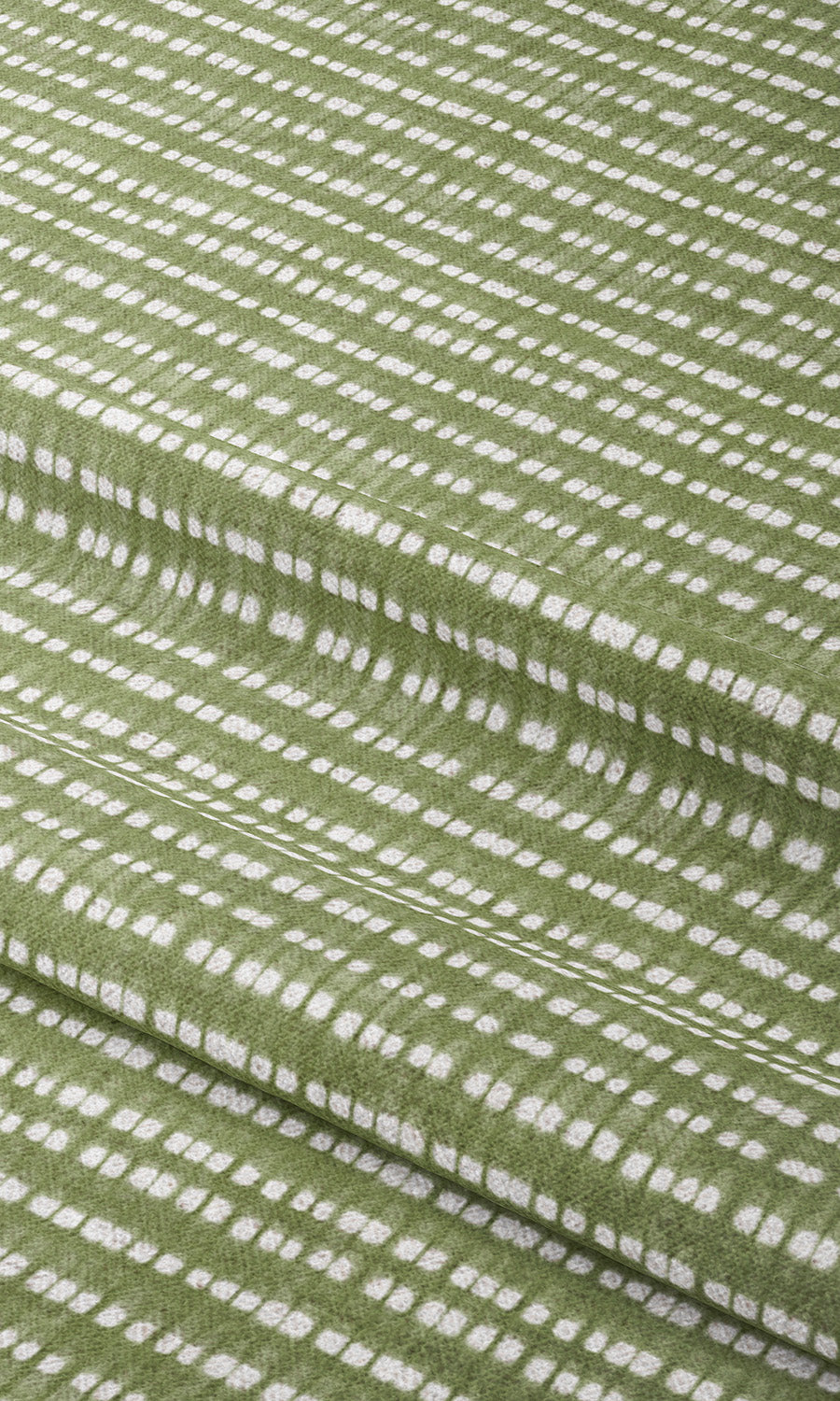 Shibori-Effect Striped Window Curtains (Leaf Green/ White) Extra Long Short Wide
