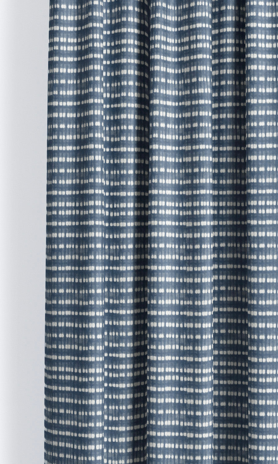 Shibori-Effect Striped Window Curtains (Navy Blue/ White)