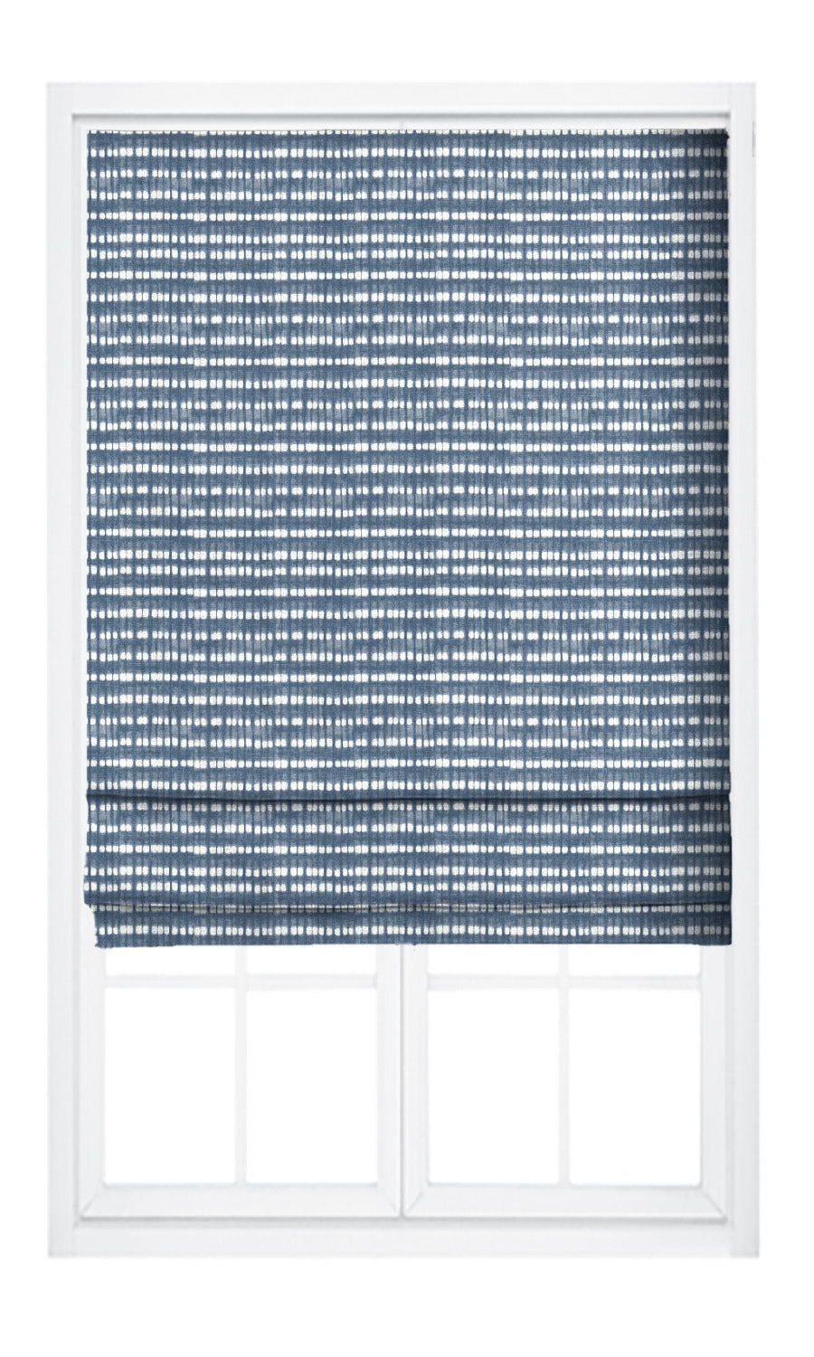 Shibori-Effect Striped Pinch Pleat, Rod Pocket, Eyelet Curtains (Navy Blue/ White)