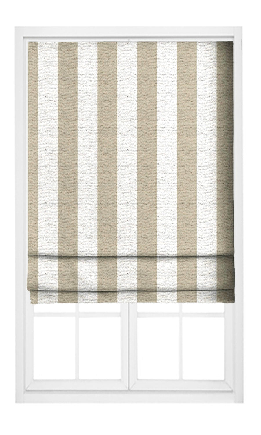 Awning Striped Roman Blinds (Wheat Beige/ White) for Living, Bedroom, Kitchen, Bathroom