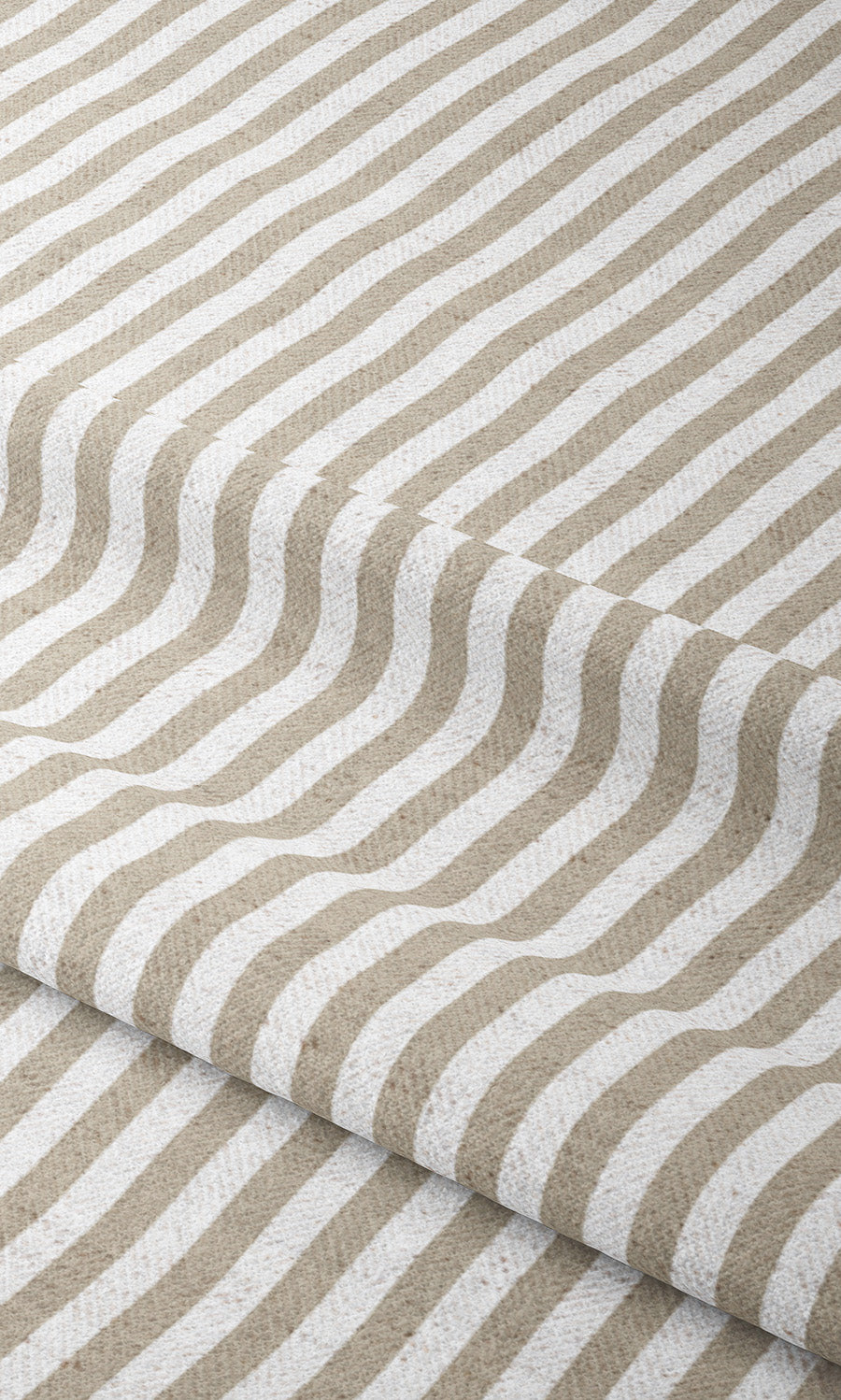 Candy Striped Curtain Panels (Wheat Beige/ White)