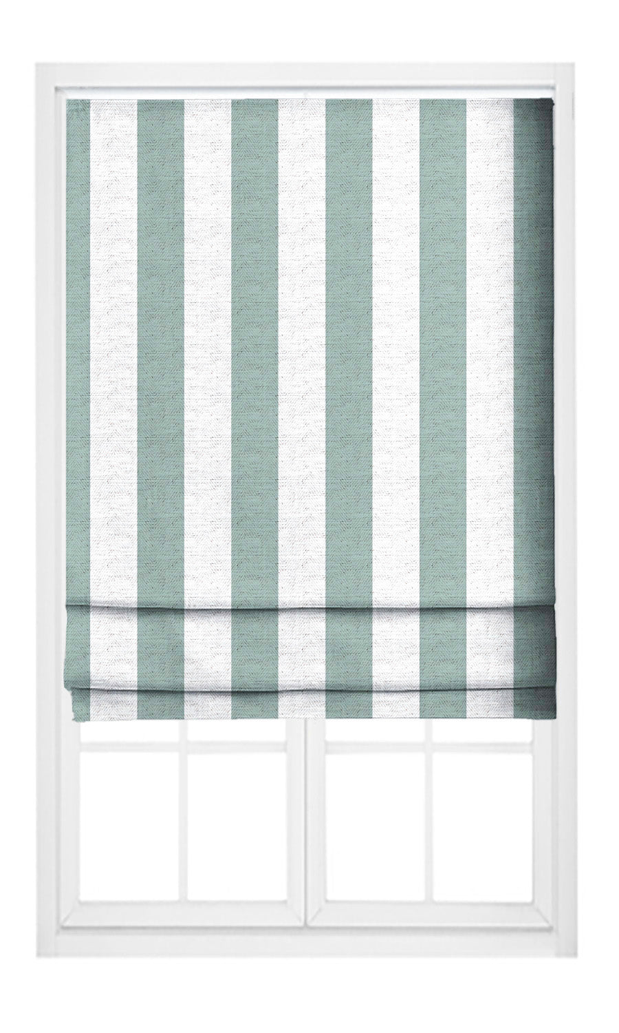 Awning Striped Flat, Plain, Fake, Faux, European Relaxed Roman Shades (Aqua Blue/ White)