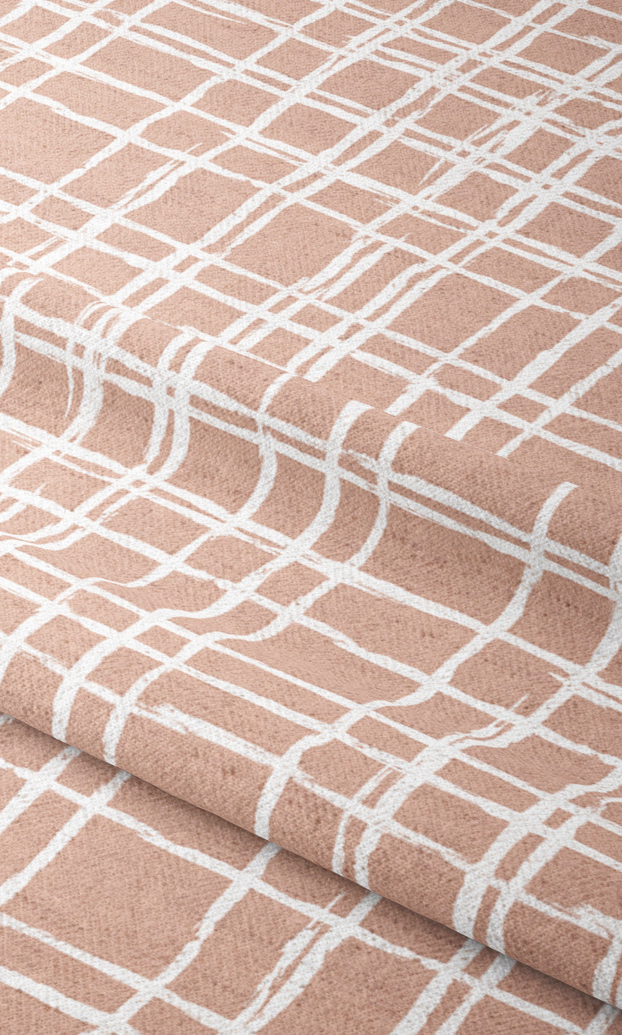 Abstract Grid/ Checkered Print Window Curtains (Blush Pink/ White) Extra Long Short Wide