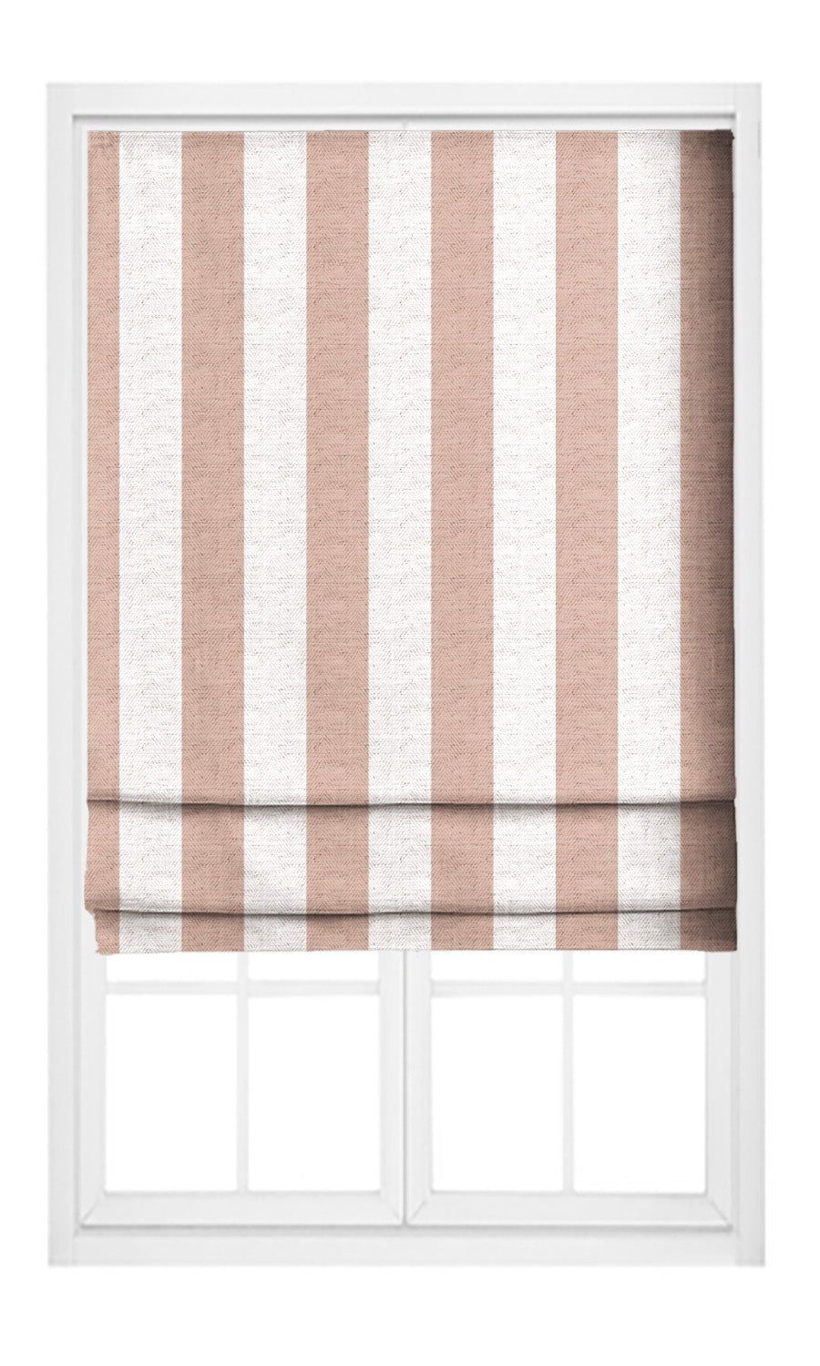 Awning Striped Flat, Plain, Fake, Faux, European Relaxed Roman Shades (Blush Pink/ White)