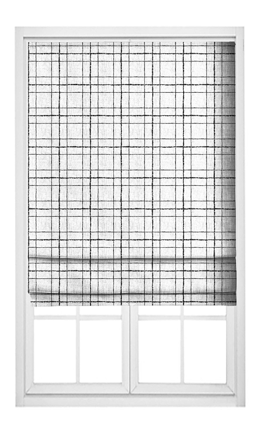 Checkered Pinch Pleat, Rod Pocket, Eyelet Curtains (Black & White)