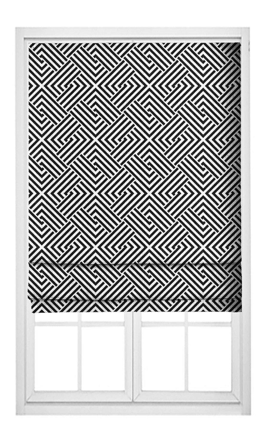 Abstract Geometric Pinch Pleat, Rod Pocket, Eyelet Curtains (Black & White)
