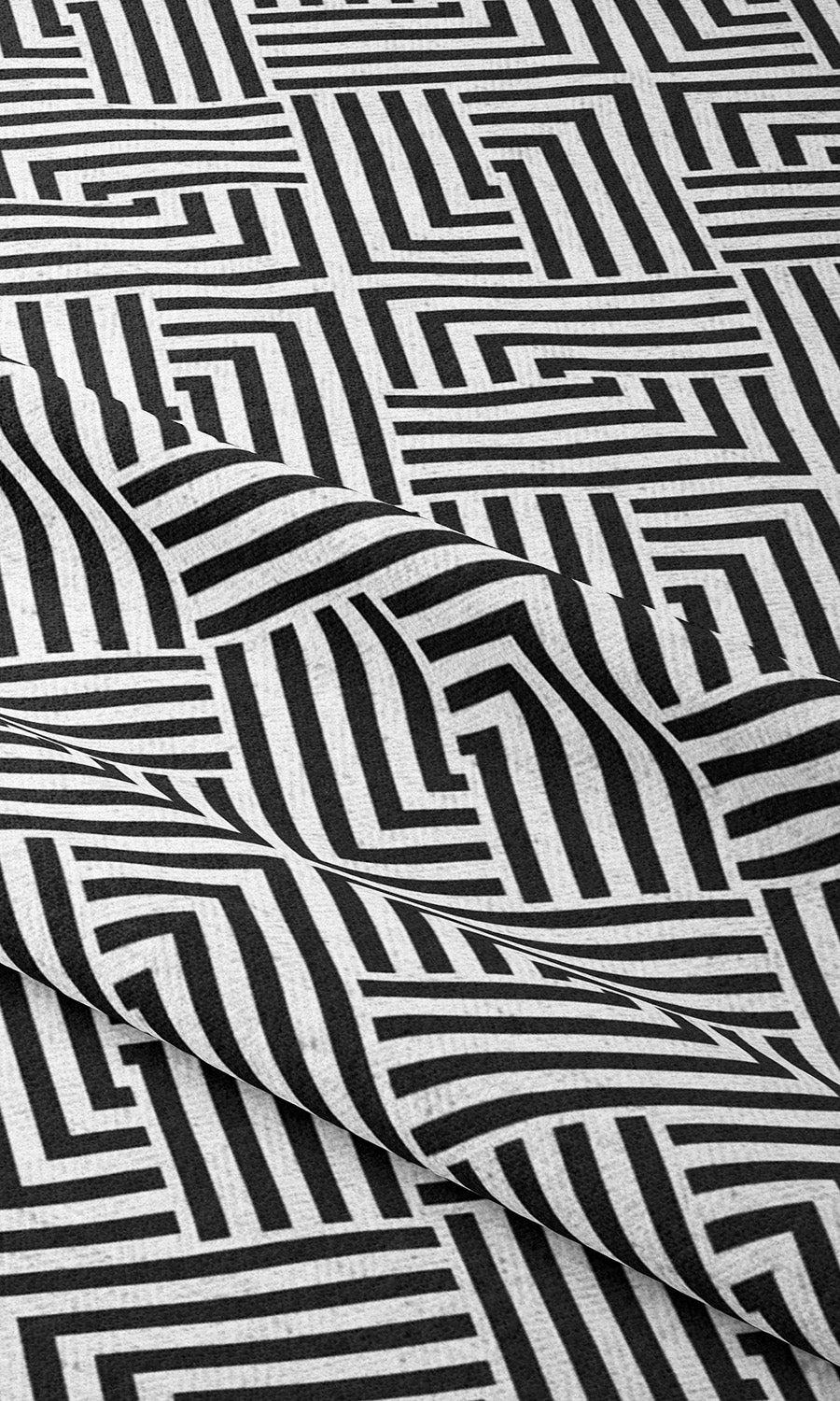 Abstract Geometric Window Curtains (Black & White) Extra Long Short Wide